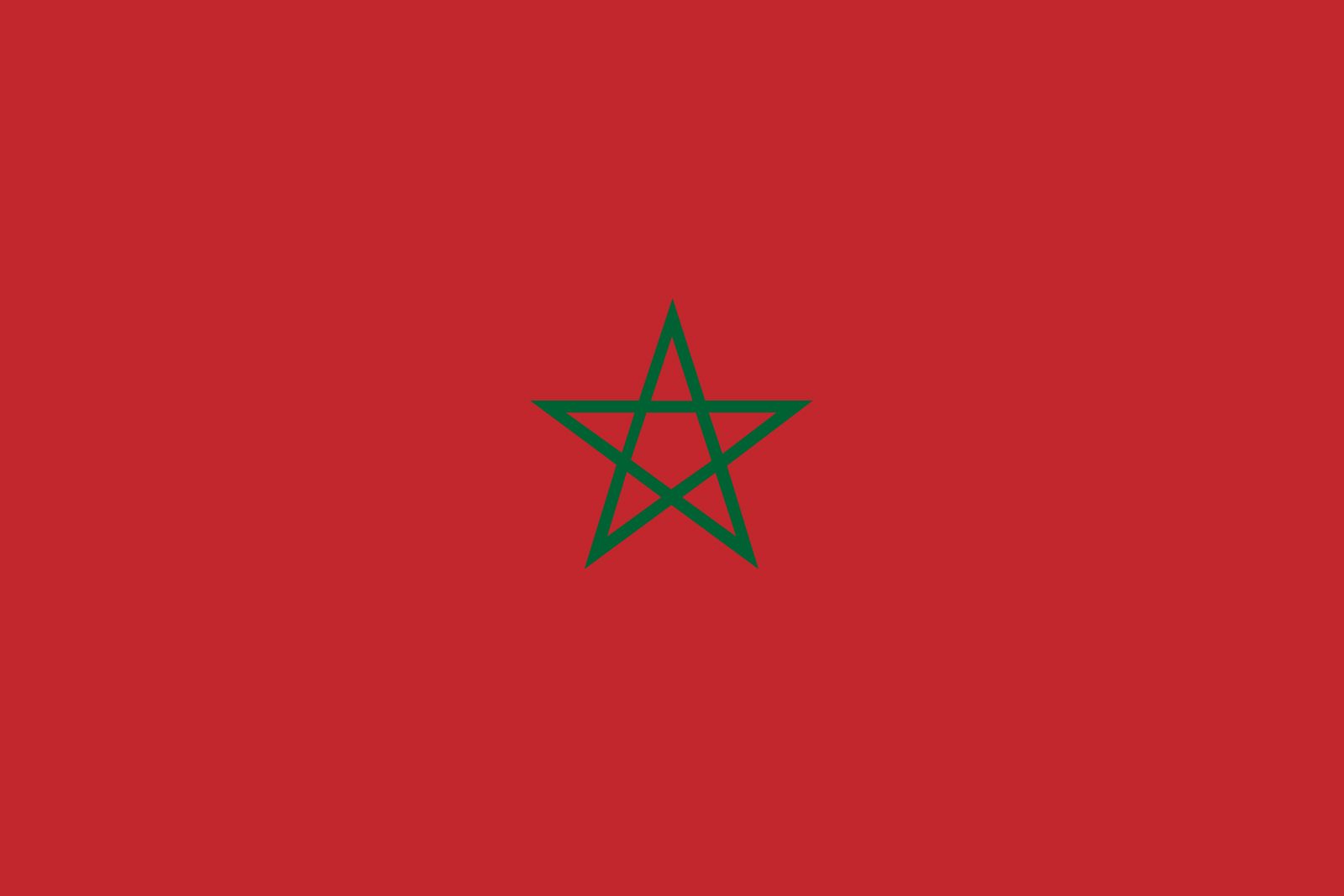 Moorish flag, red with a green five-pointed star